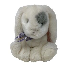 Tri Russ White and Grey Bunny Rabbit Plush Purple Lavender Bow Target 7.5" Tall